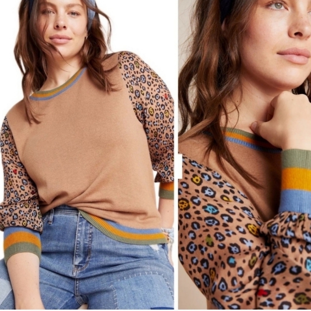 Anthropologie Conditions Apply‎ Celina Leopard Sweater, Small